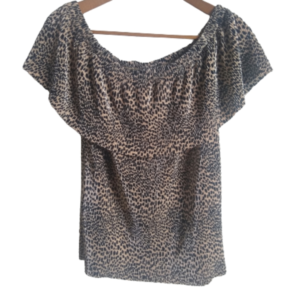 A.N.A Animal Print Off The Shoulder Top Small NWT